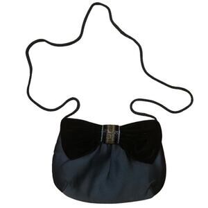Vintage Glamour Gold/Silver/Black Velvet Beaded Bow Clutch/ Shoulder Bag